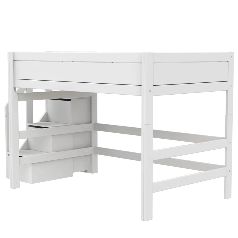 Lifetime Kidsrooms Hochbett 120 mit Treppe - 152 cm Weiss