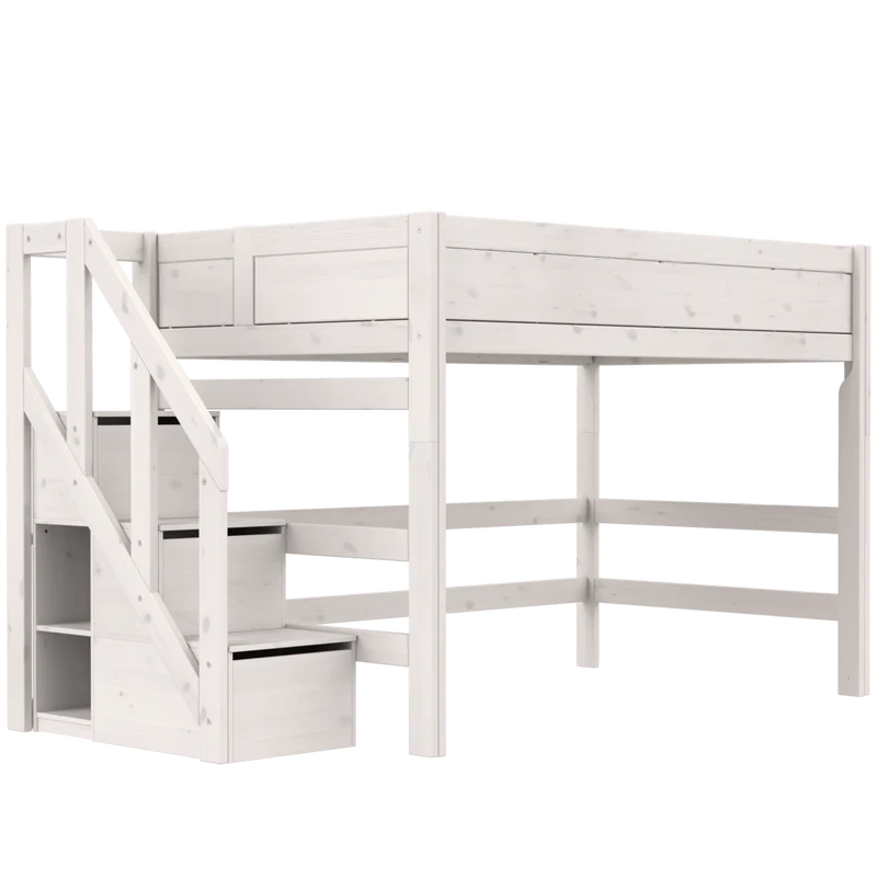 Lifetime Kidsrooms Hochbett 120 mit Treppe - 152 cm Weiss