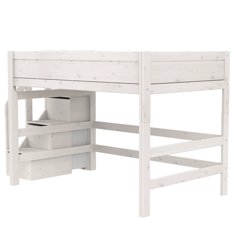 Lifetime Kidsrooms Hochbett 120 mit Treppe - 152 cm Weiss
