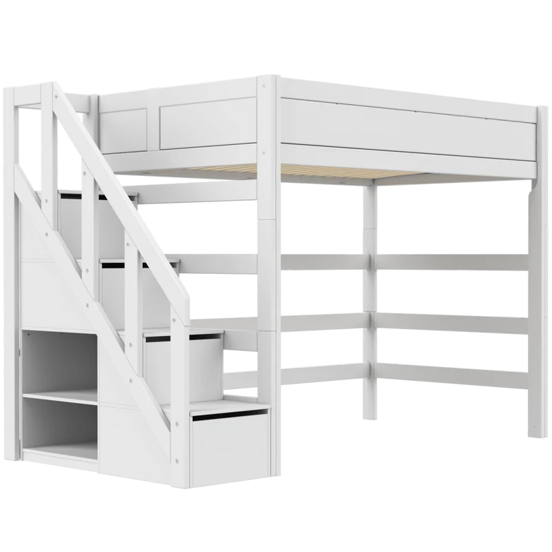 Lifetime Kidsrooms Hochbett 120 mit Treppe - 177 cm Weiss
