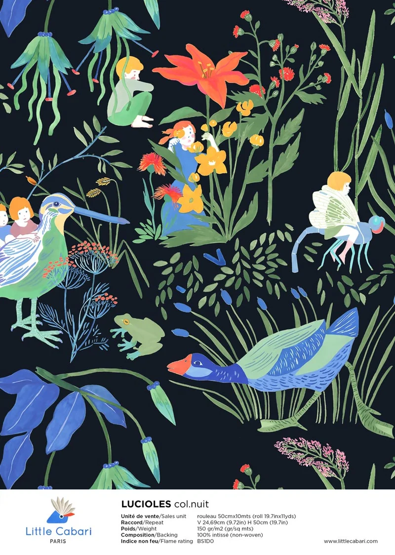 Little Cabari Tapete FIREFLIES Nacht