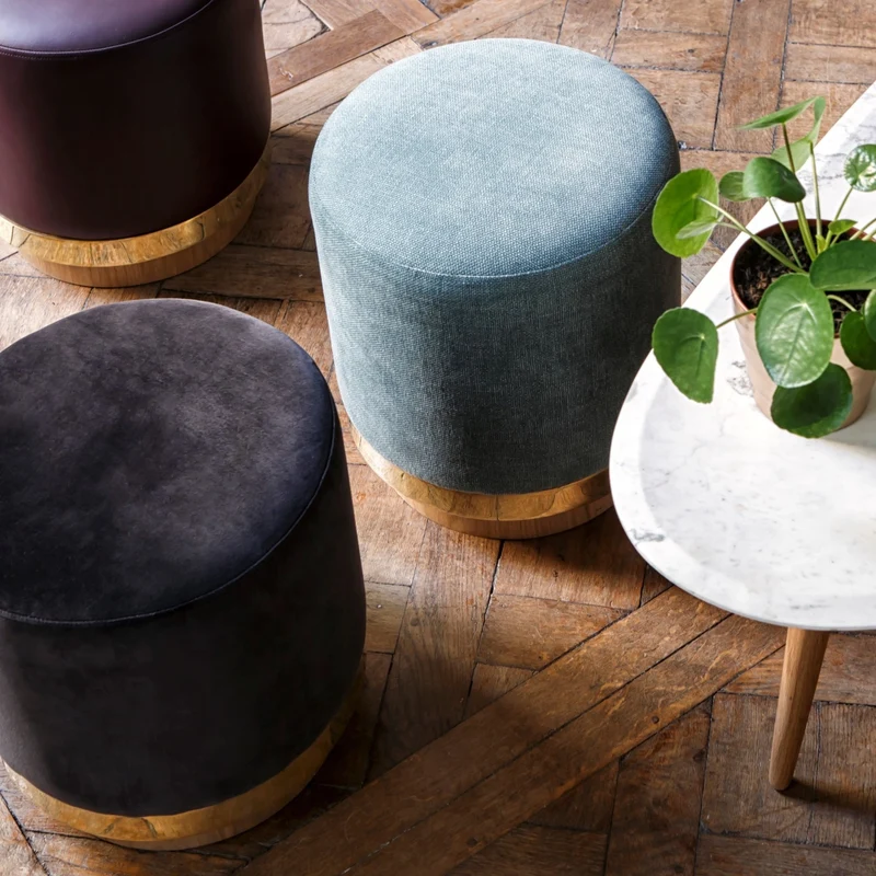 Tabouret en coton bleu indien Stool - RED Edition