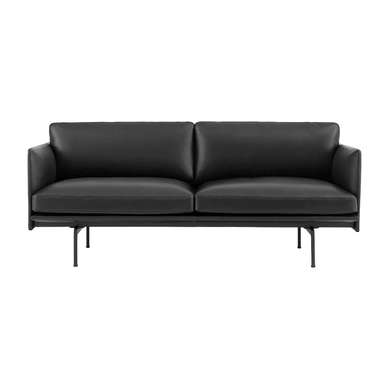Canapé 2 places en cuir noir Outline - Muuto