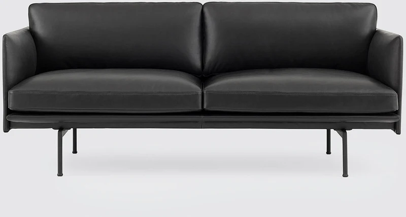 Canapé 2 places en cuir noir Outline - Muuto