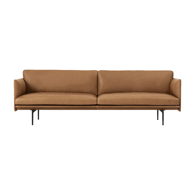 Canapé 3 places en cuir cognac Outline 220 cm - Muuto