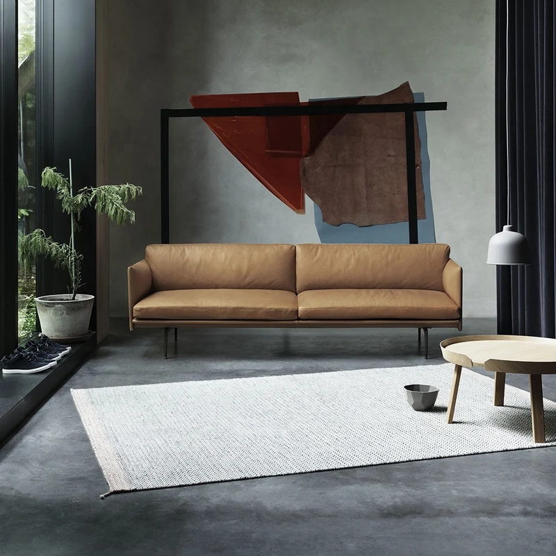 Canapé 3 places en cuir cognac Outline 220 cm - Muuto