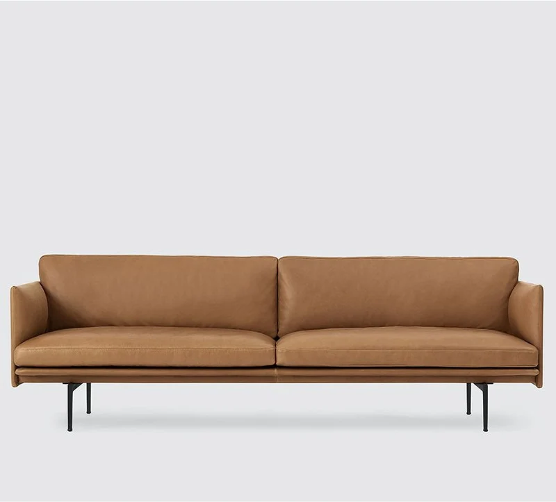 Canapé 3 places en cuir cognac Outline 220 cm - Muuto