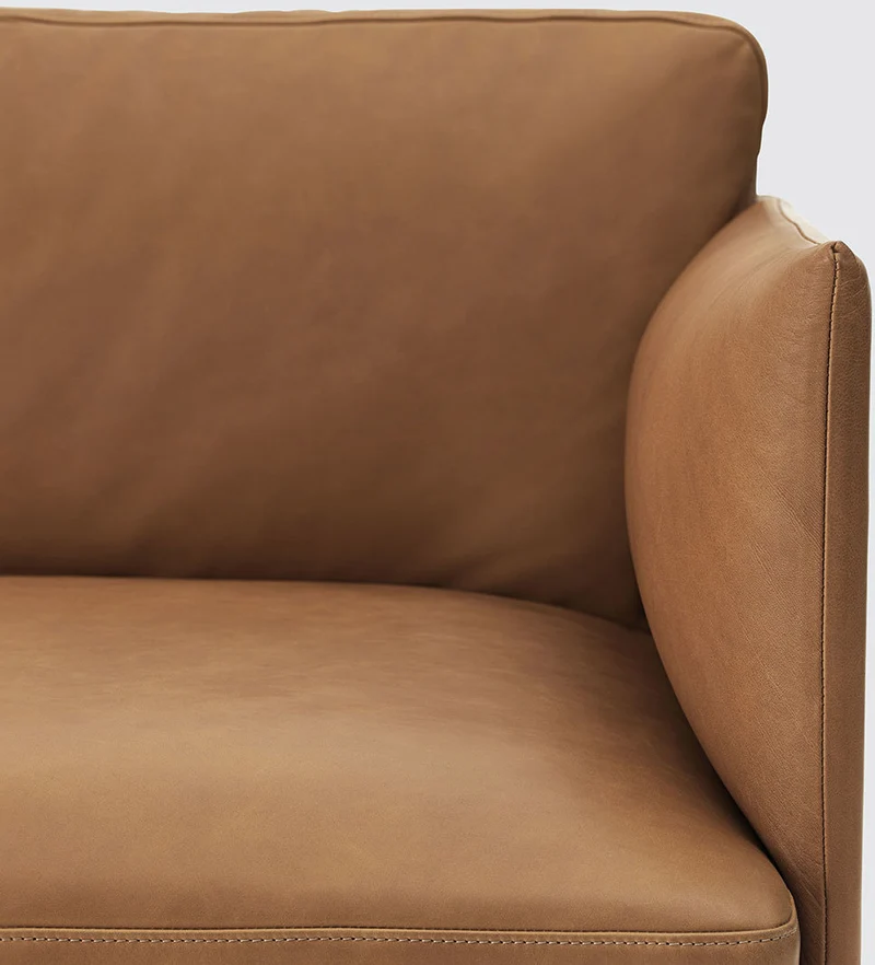 Canapé 3 places en cuir cognac Outline 220 cm - Muuto