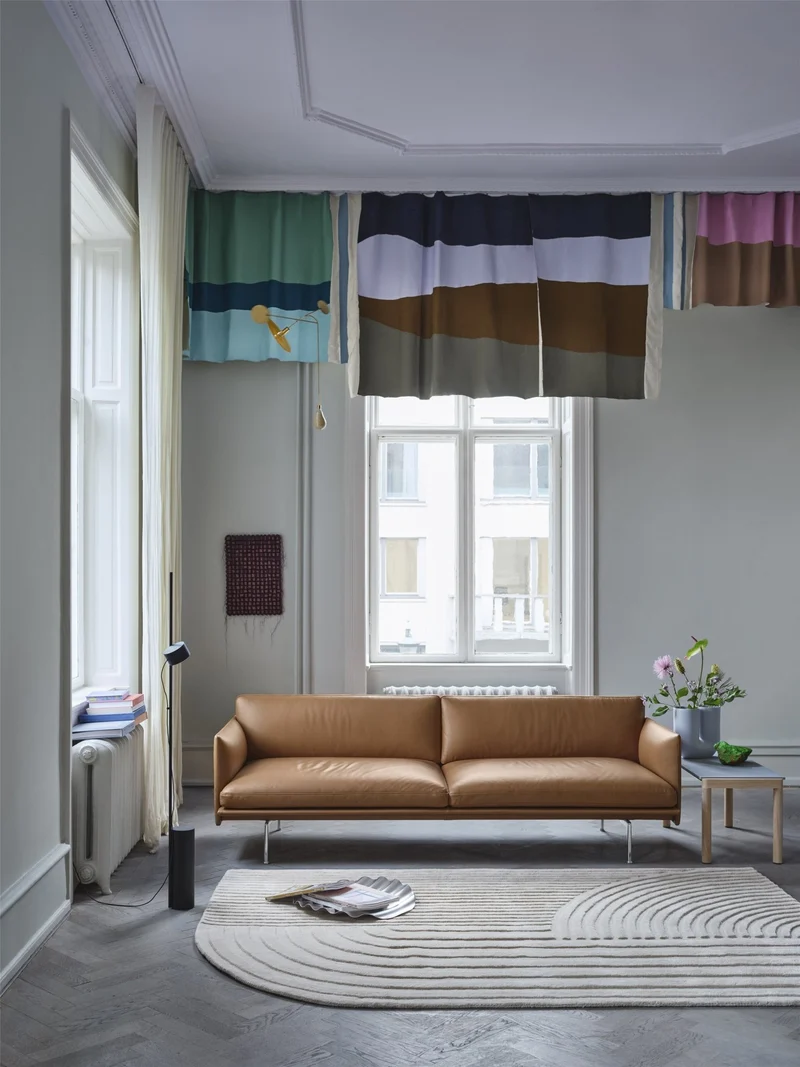 Canapé 3 places en cuir cognac Outline 220 cm - Muuto