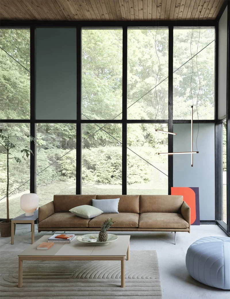 Canapé 3 places en cuir cognac Outline 220 cm - Muuto