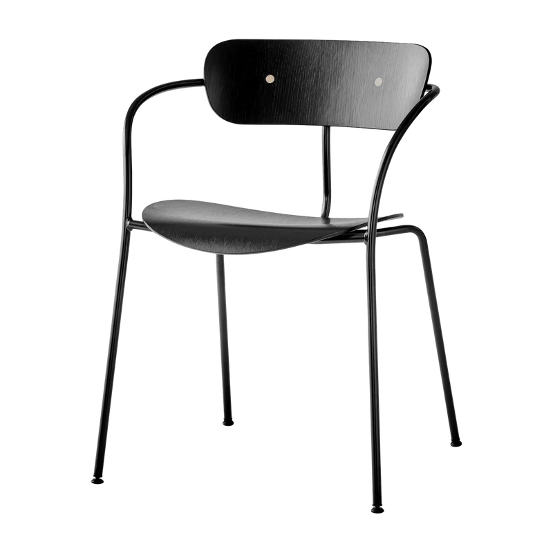 Chaise en chêne laqué noir avec accoudoirs AV2 Pavilion - &tradition