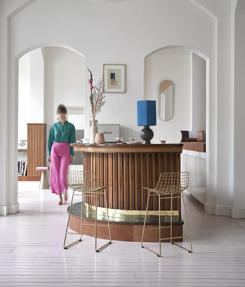 Chaise de bar en métal doré Wire - HKliving