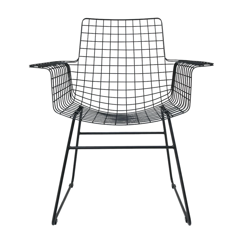 Chaise avec accoudoirs en métal noir Wire - HKliving