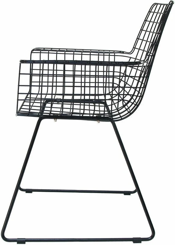 Chaise avec accoudoirs en métal noir Wire - HKliving