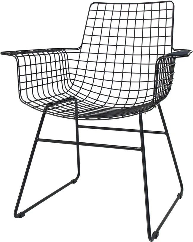 Chaise avec accoudoirs en métal noir Wire - HKliving