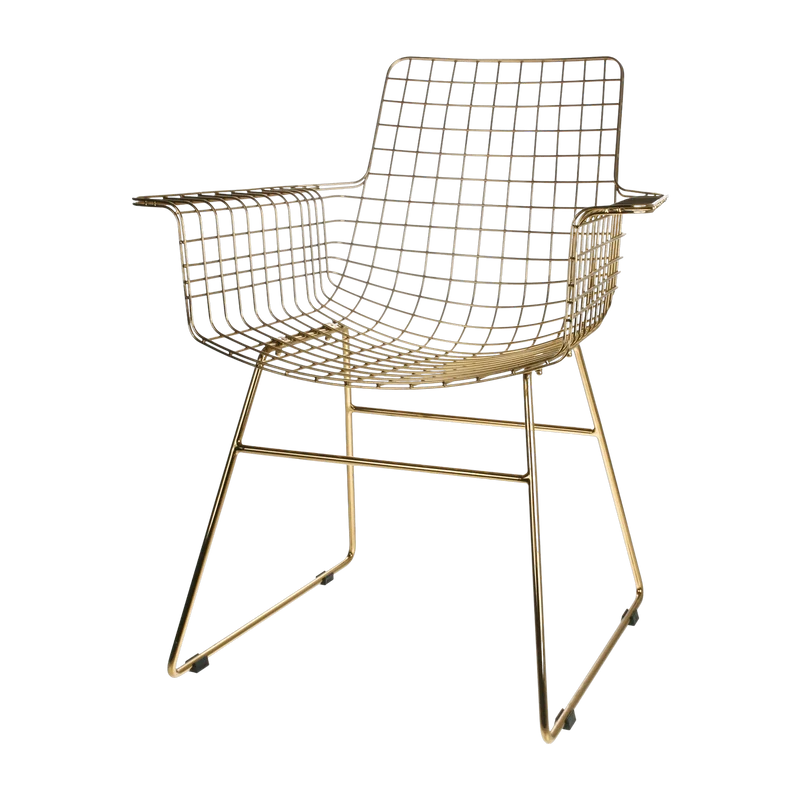 Chaise avec accoudoirs en métal doré Wire - HKliving