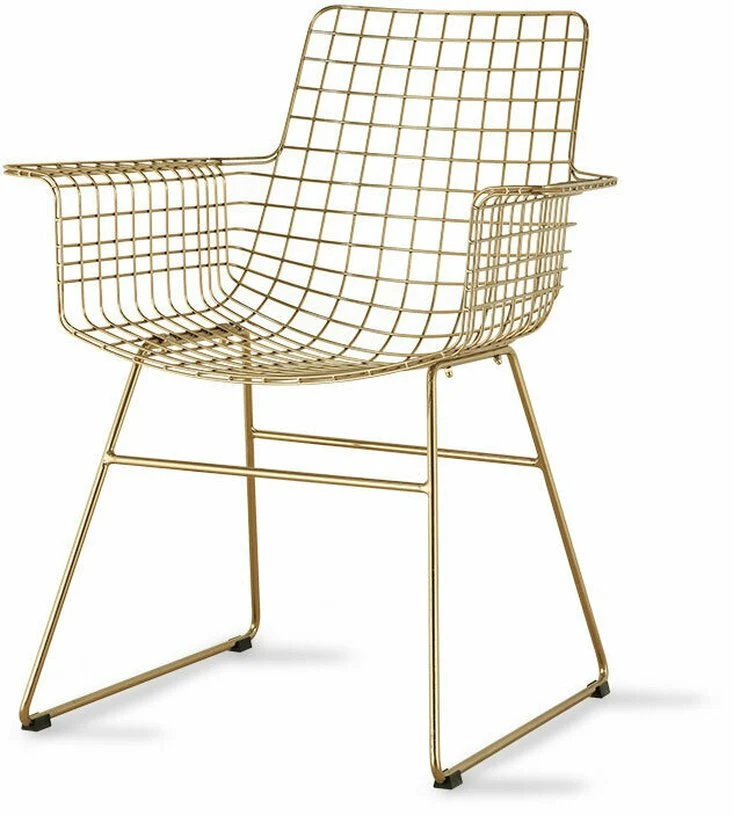 Chaise avec accoudoirs en métal doré Wire - HKliving