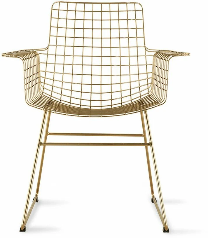Chaise avec accoudoirs en métal doré Wire - HKliving