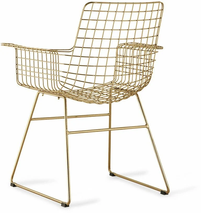 Chaise avec accoudoirs en métal doré Wire - HKliving