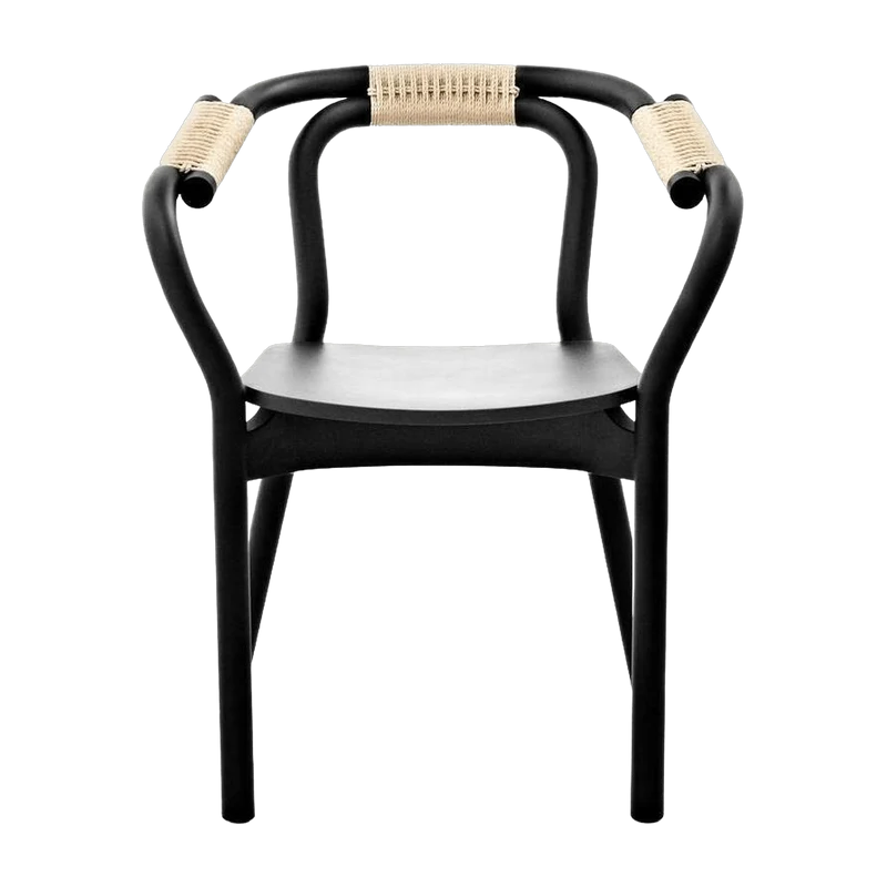Chaise en bois noir et fibre naturelle Knot noir/Nature - Normann Copenhagen