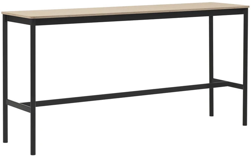 Table haute en chêne contreplaqué et piétement noir 50 x 190 x 95 cm Base - Muuto