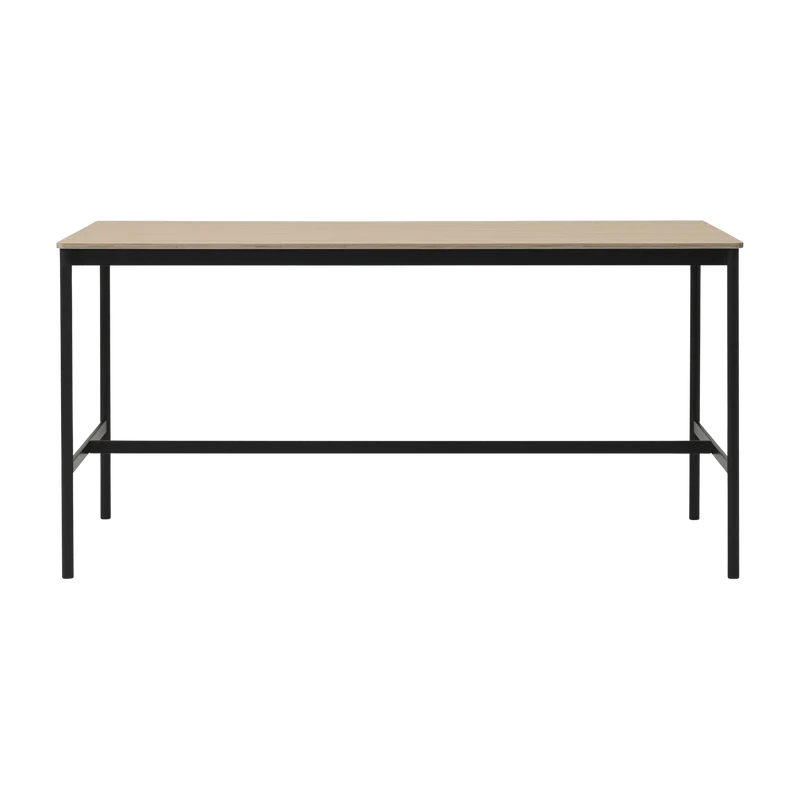 Table haute en chêne contreplaqué et piétement noir 85 x 190 x 95 cm Base - Muuto