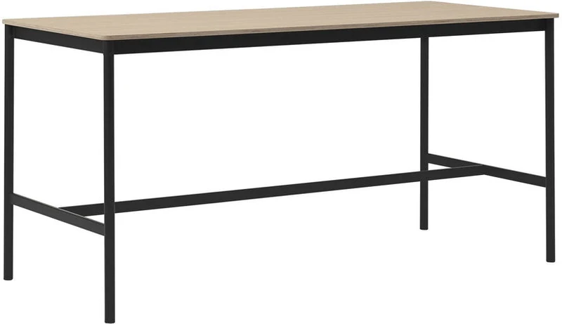 Table haute en chêne contreplaqué et piétement noir 85 x 190 x 95 cm Base - Muuto