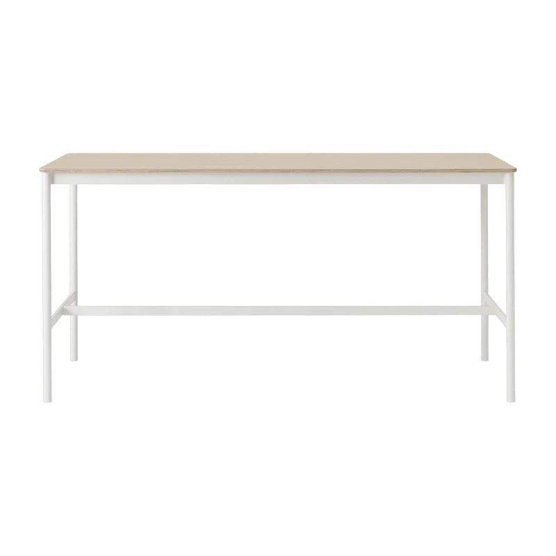 Table haute en chêne contreplaqué et piétement blanc 85 x 190 x 95 cm Base - Muuto