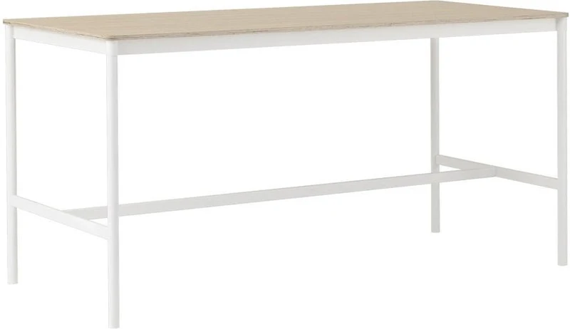 Table haute en chêne contreplaqué et piétement blanc 85 x 190 x 95 cm Base - Muuto