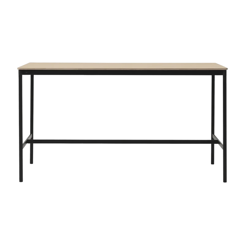 Table haute en chêne contreplaqué et piétement noir 85 x 190 x 105 cm Base - Muuto