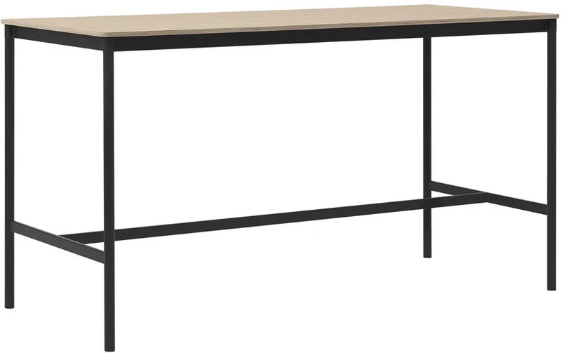 Table haute en chêne contreplaqué et piétement noir 85 x 190 x 105 cm Base - Muuto