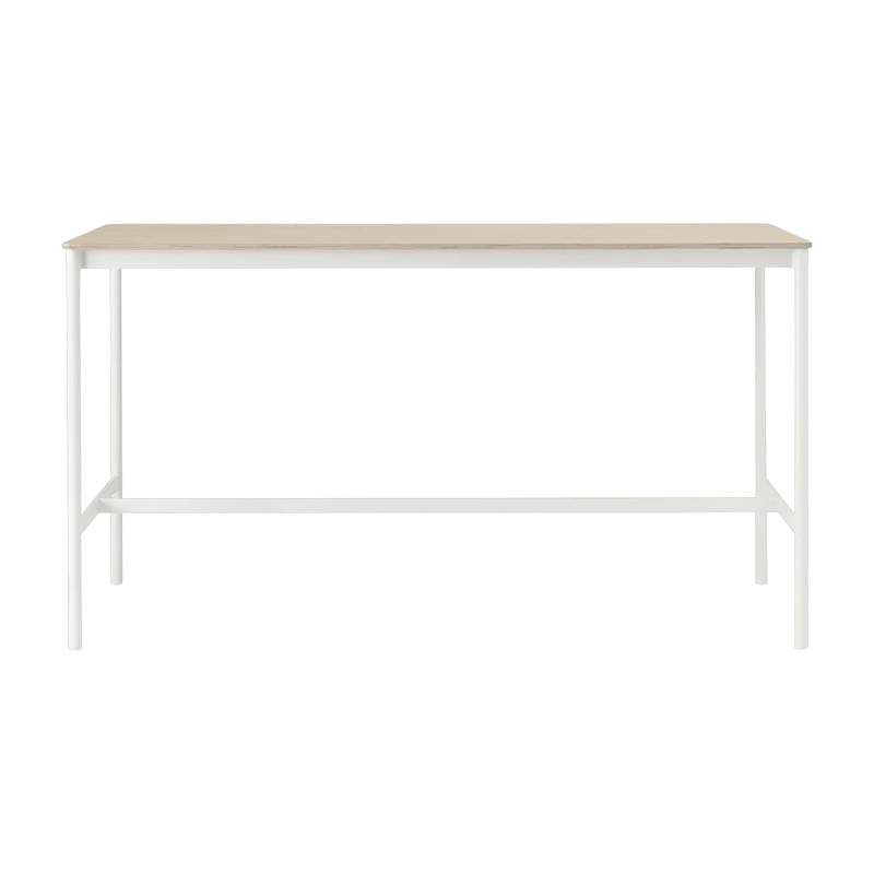 Table haute en chêne contreplaqué et piétement blanc 85 x 190 x 105 cm Base - Muuto