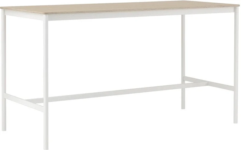 Table haute en chêne contreplaqué et piétement blanc 85 x 190 x 105 cm Base - Muuto