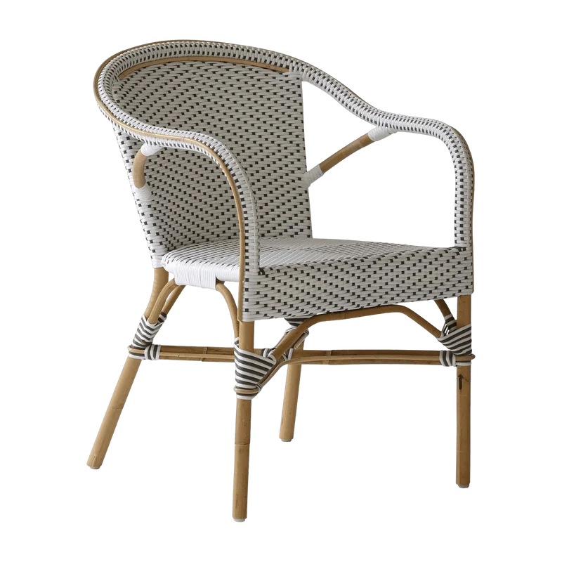 Chaise de jardin avec accoudoirs bistrot blanche Madeleine - Sika Design
