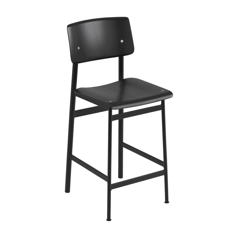 Tabouret de bar en chêne noir et noir 65 cm Loft - Muuto