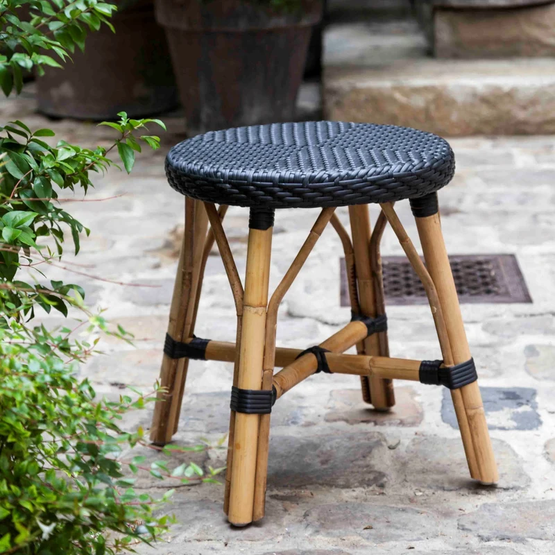Tabouret en rotin noir 46 cm Simone - Sika Design