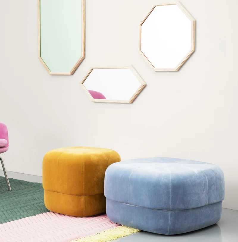 Pouf en velours 46 cm jaune Circus Yellow - Normann Copenhagen