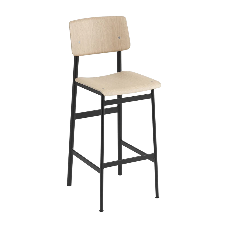 Tabouret de bar en chêne et noir 75 cm Loft - Muuto