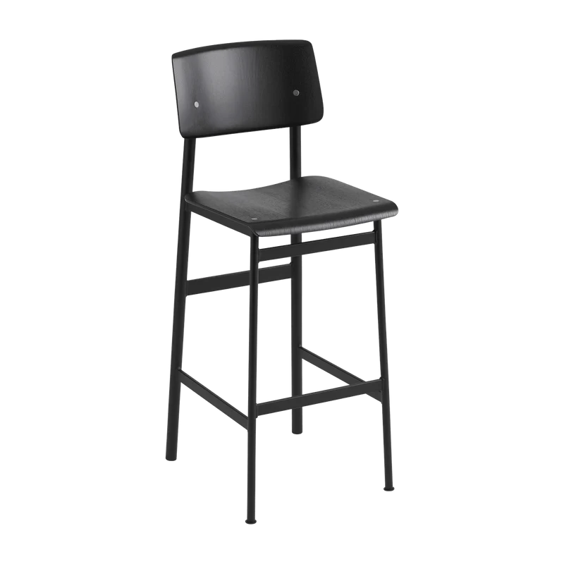 Tabouret de bar en chêne noir et noir 75 cm Loft - Muuto