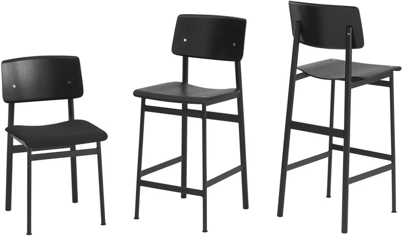 Tabouret de bar en chêne noir et noir 75 cm Loft - Muuto