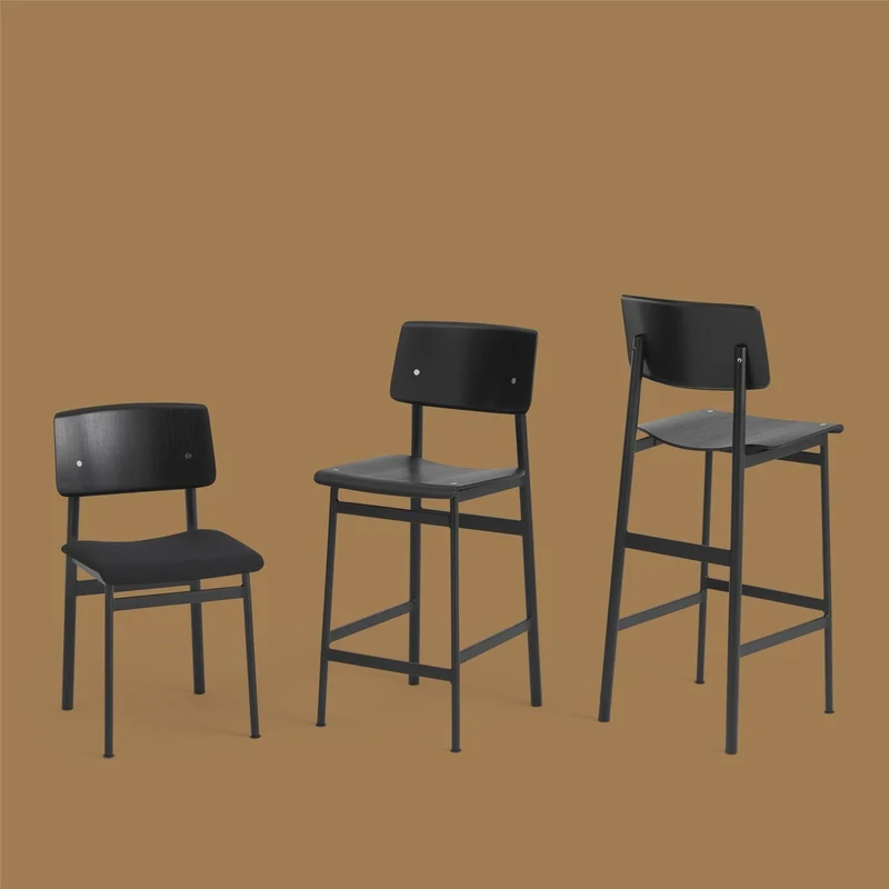 Tabouret de bar en chêne noir et noir 75 cm Loft - Muuto