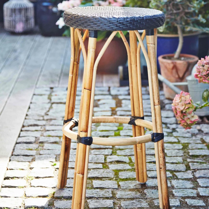 Tabouret de bar en rotin noir 78 cm Simone - Sika Design