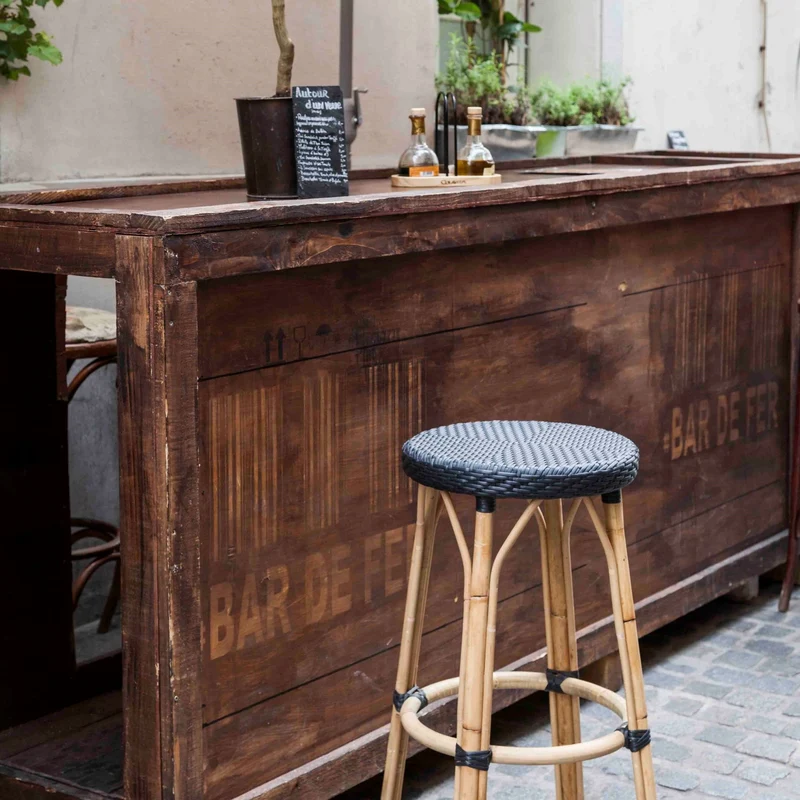 Tabouret de bar en rotin noir 78 cm Simone - Sika Design