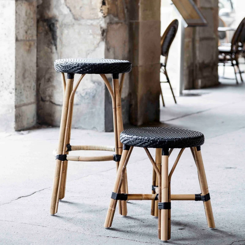 Tabouret de bar en rotin noir 78 cm Simone - Sika Design