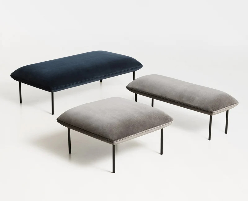 Banc en velours bleu Nakki - Woud