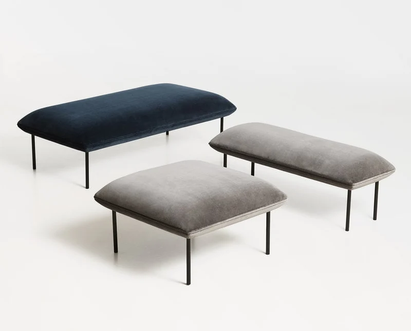 Banquette en velours gris Nakki - Woud
