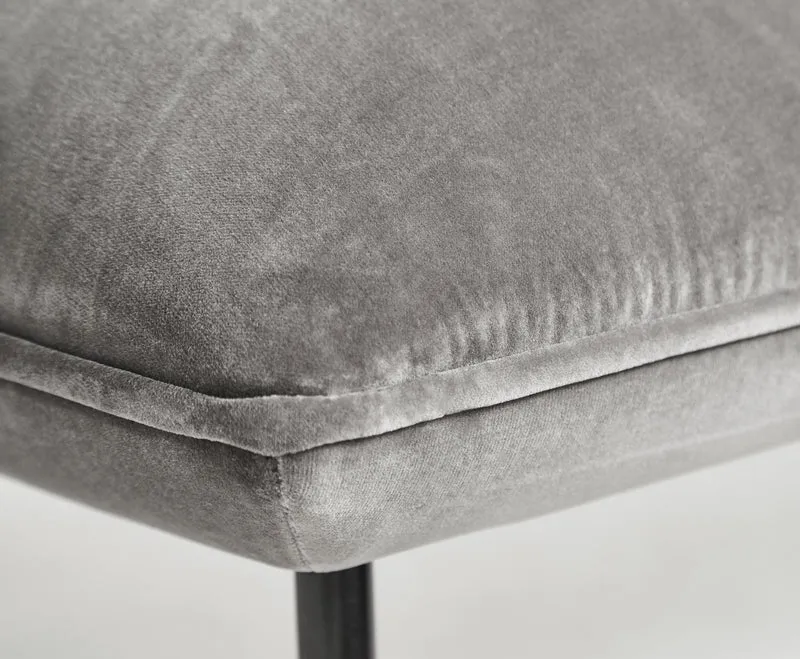 Banquette en velours gris Nakki - Woud
