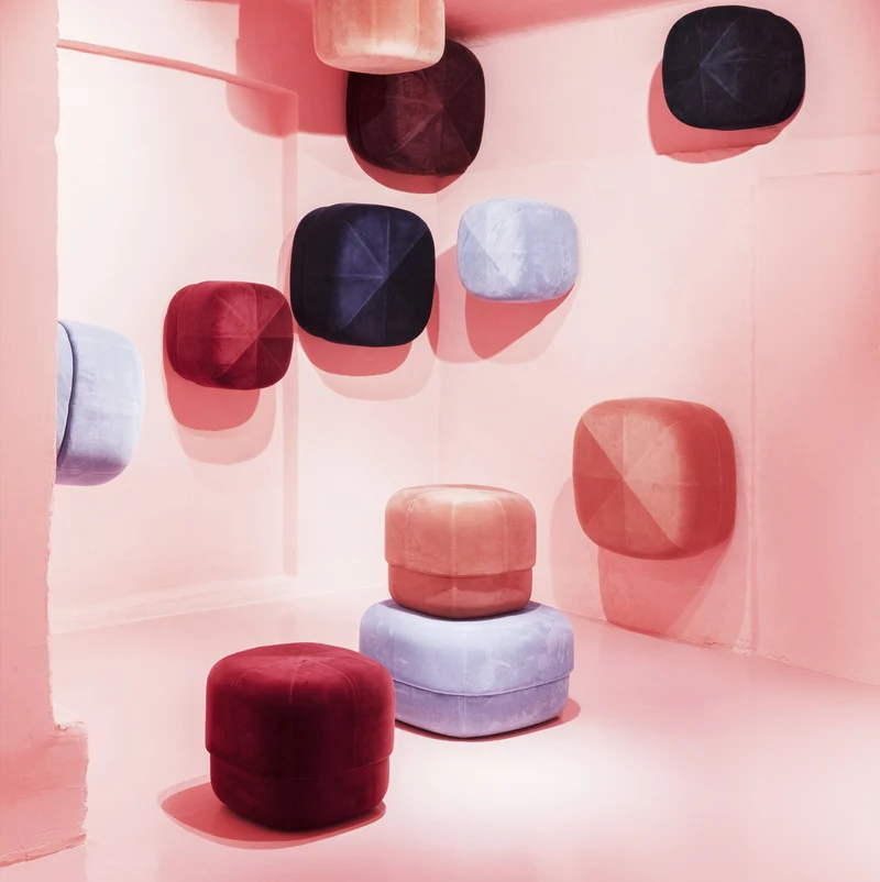 Pouf en velours 46 cm rouge Circus Rust - Normann Copenhagen