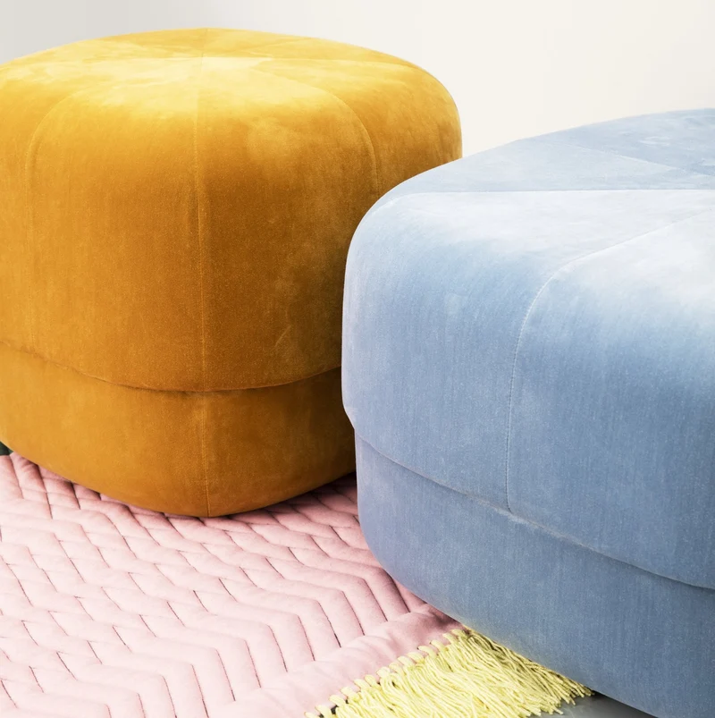 Pouf en velours 46 cm bleu clair Circus Light bleu - Normann Copenhagen