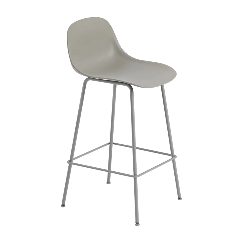 Chaise de bar 65 cm grise piétement tubes Fiber - Muuto